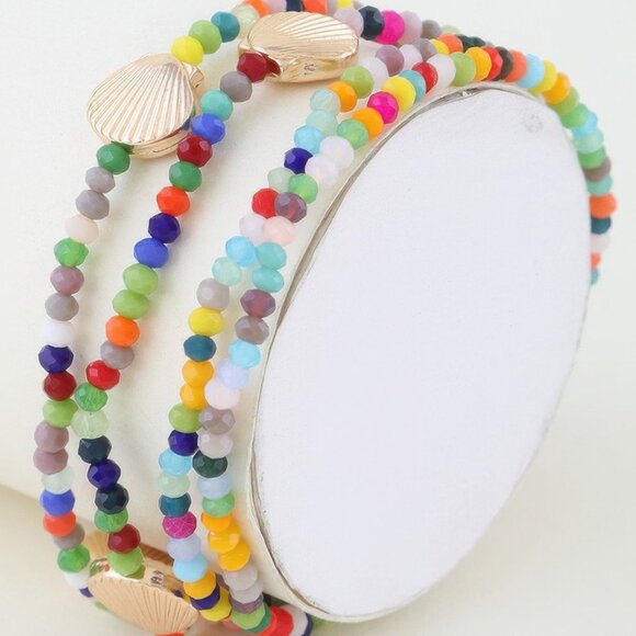 Multi Seashell Beaded Bracelet - Picture 1 of 3